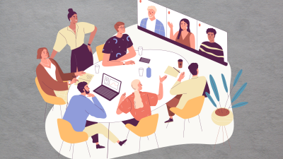 Menschen bei einer online-Konferenz