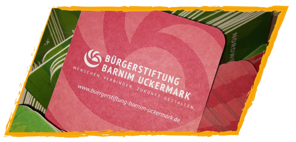 Bieruntersetzer mit dem Logo der Bürgerstiftung Barnim Uckermark